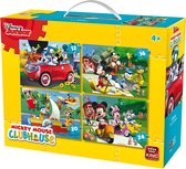Disney 4 in 1 Puzzel Mickey Mouse - Vier Kinderpuzzels in een Koffertje - King