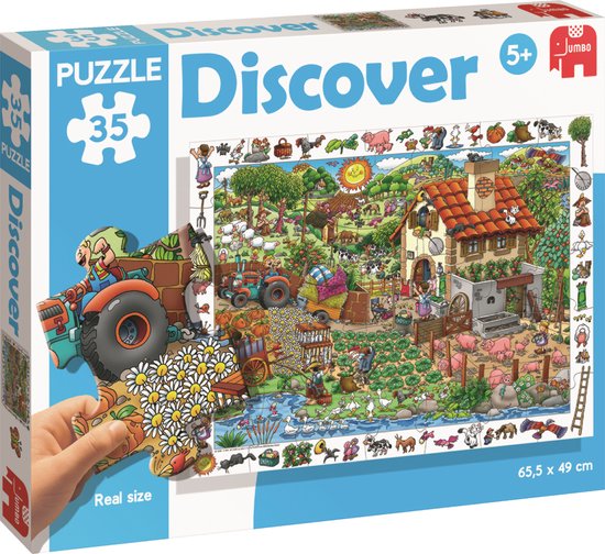 Premium Collection Children Puzzle Discover: Farm 35 pcs Legpuzzel 35 stuk(s) Stripfiguren