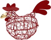 Egg basket metal chicken red - 20x15x11 cm - India - Sarana - Fairtrade