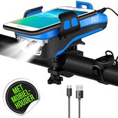 Activ24™ - Fietslamp set 4 in 1 blauw - Telefoonhouder fiets - USB oplaadbaar - Powerbank - Oplaadbare fietsverlichting  - Geen verzendkosten