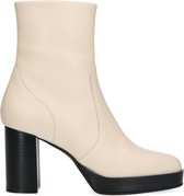 Sacha - Dames - Off-white enkellaarzen met hak - Maat 39