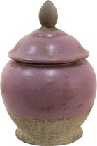 Clayre & Eef Pot de stockage Ø 19x26 cm Rose Beige Céramique Bocal de rangement