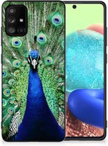 GSM Hoesje Geschikt voor Samsung Galaxy A71 Siliconen Back Cover met Zwarte rand Pauw