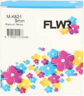 FLWR - Printetiket / MK-621 / Zwart op Geel - geschikt voor Brother