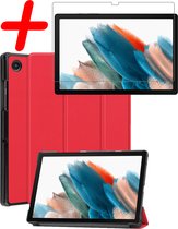 Samsung Galaxy Tab A8 Hoes Book Case Luxe Hoesje Met Screenprotector - Samsung Tab A8 Screen Protector - Samsung Tab A8 Hoesje Book Case Hoes - Rood