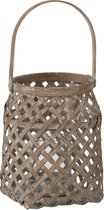 Lantern woven bamboo/glass natural wash small