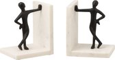 Set of 2 figure bookend aluminium/marble black/white