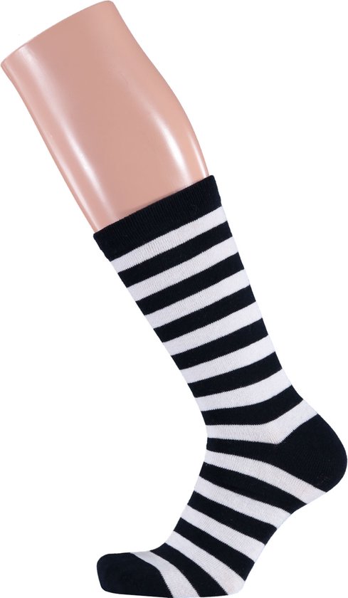 Apollo - Feest sokken met strepen - zwart-wit 36/41 - Gekleurde sokken - Carnaval - Party sokken dames