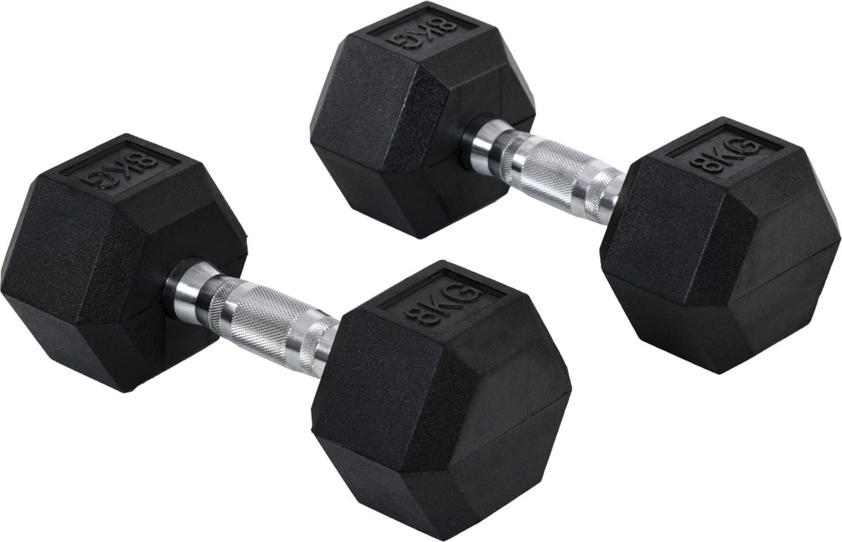 Fitgoodz - Dumbbells - Hexa dumbbell - Set 2x 8 Kg - Hex Dumbbel - Krachttraining - Crossfit