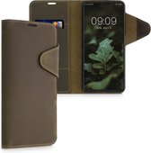 kalibri telefoonhoesje voor Xiaomi 11T / 11T Pro - Hoesje met pasjeshouder en standaard - bruin - Wallet case