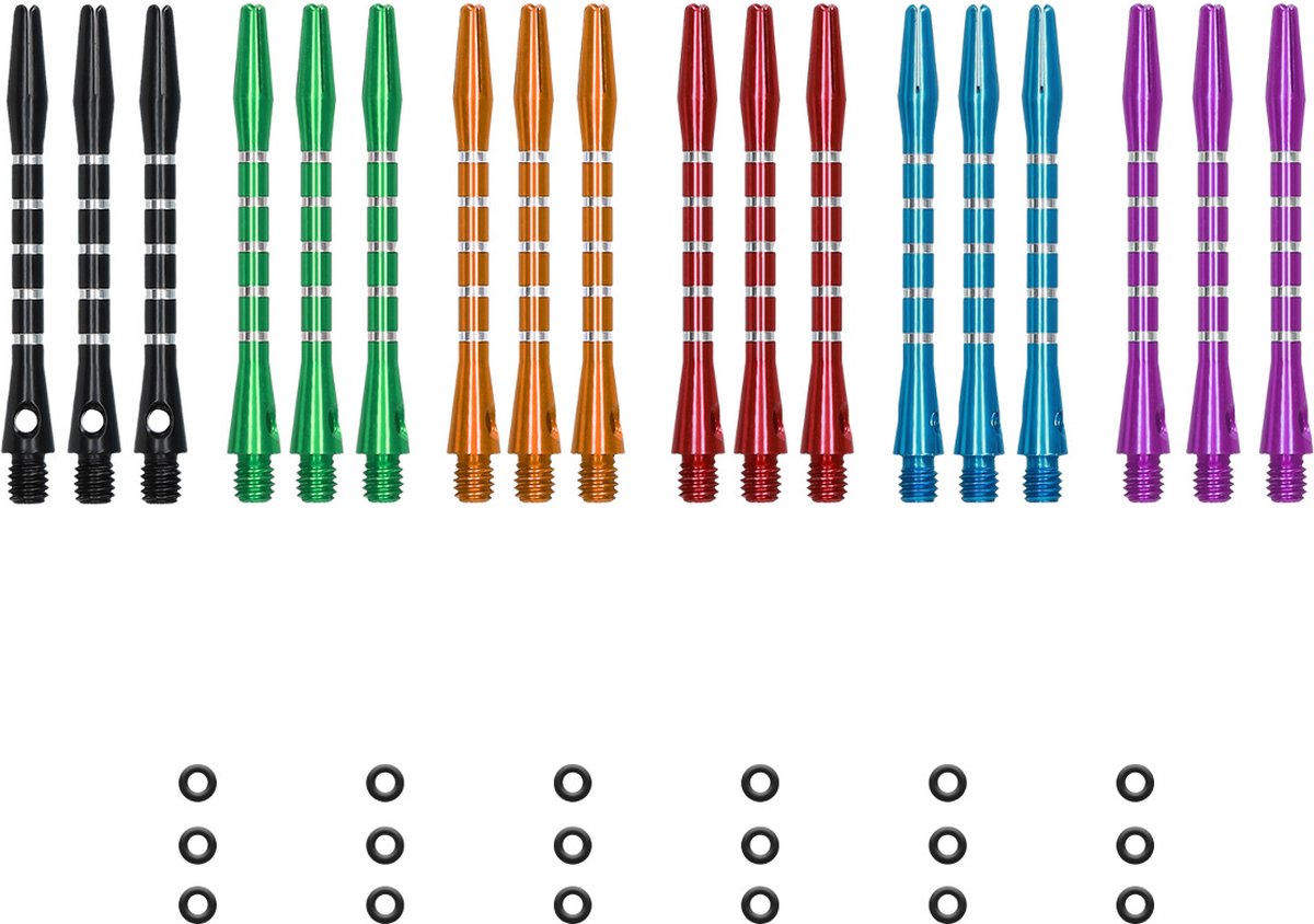 kwmobile Dartshafts met rubberen ring - Aluminium schachten voor dartpijltjes - Medium - 48 mm lang - 2ba schroefdraad - Verschillende kleuren en aantallen