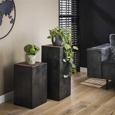 Bloementafel 50 natural brush Float steel - Houten Meubels - Kantoor - Robuust hardhout - Industrieel - Decoratie
