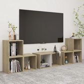Decoways - 6-delige Tv-meubelset spaanplaat wit en sonoma eikenkleurig