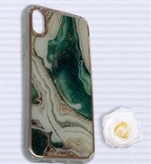 Apple iPhone X / XS Hoesje Groen Marmer  Stevige Siliconen TPU Case – iPhone X / XS Luxe Xtreme Stevige Back Cover Shockproof telefoon hoesje