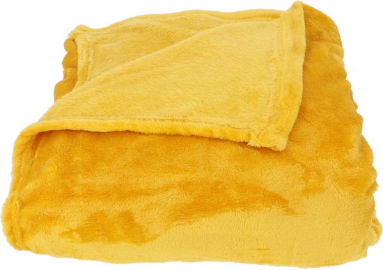 4goodz Super Zachte En Grote Fleece Plaid 180x220 Cm Mosterdgeel Bol