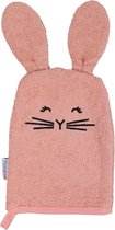 Débarbouillette MamaLoes Rabbit, 100% coton, les dimensions sont de 20 x 14,5 cm, nettoyer les visages/mains pendant le bain ou manger, Rose