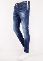 Paint Splatter Stretch Jeans Heren Slim Fit -DC-005- Blauw
