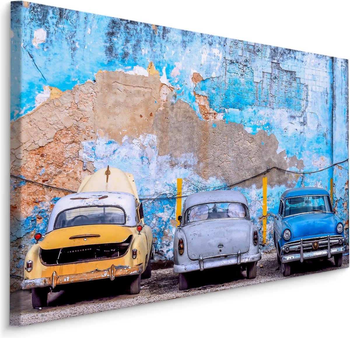 karo-art Schilderij - Oldtimers in Cuba, 5 maten, Premium Print Multikleur