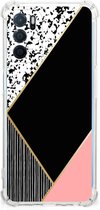 Smartphone hoesje OPPO A54s | A16 | A16s TPU Silicone Hoesje met transparante rand Black Pink Shapes