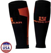 Mudgear Calf Sleeves Compressietubes Zwart/Oranje Unisex L/XL