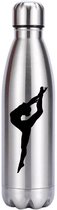 Sparkle&Dream - Drinkfles Stainless Steel 'Ringsprong' Zilver - Voor Turnen en Gymnastiek