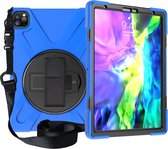 Apple iPad Pro 11 (2018) Hoes - Mobigear - Shockproof Strap Serie - Hard Kunststof Backcover - Zwart /  Blauw - Hoes Geschikt Voor Apple iPad Pro 11 (2018)