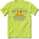 14 Jaar Legend T-Shirt | Goud - Zilver | Grappig Verjaardag Cadeau | Dames - Heren | - Groen - 3XL