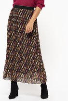 LOLALIZA Lange rok met retroprint - Zwart - Maat M