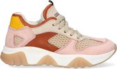 Braqeez 422240-570 Meisjes Lage Sneakers - Beige/Roze/Rood - Leer - Veters