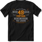 49 Jaar Legend T-Shirt | Goud - Zilver | Grappig Verjaardag Cadeau | Dames - Heren | - Zwart - XL