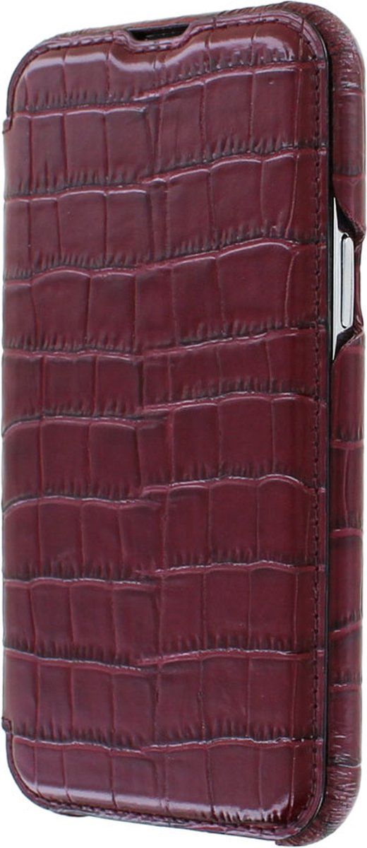iPhone 13 Pro Max Bookcase hoesje - Graffi - Croco Bordeaux (Croco) - Leer