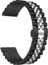 Stalen Smartwatch bandje - Geschikt voor Strap-it Samsung Galaxy Watch 42mm Jubilee stalen band - zwart/zilver - Strap-it Horlogeband / Polsband / Armband