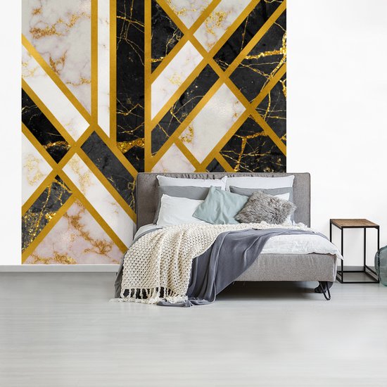 Papier Peint - Papier Papier peint photo Marbre - Or - Luxe - Largeur 300 cm x Hauteur 300 cm