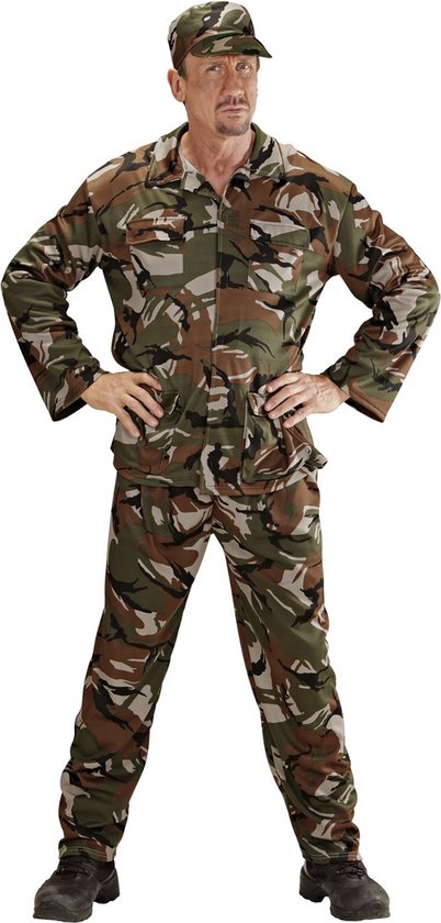 Widmann - Leger & Oorlog Kostuum - American G.i. Joe XL Kostuum Man - Groen - Small - Carnavalskleding - Verkleedkleding