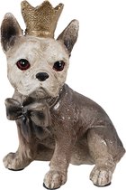 Clayre & Eef Decoratie Beeld Hond 7*6*11 cm Bruin Kunststof Kroon Decoratief Figuur Decoratieve Accessoires Woonaccessoires