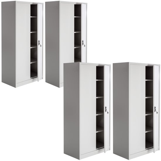 tectake - 4 classeurs - division 5 compartiments - couleur gris - combi - 404476