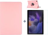 Hoesje Geschikt Voor Samsung Galaxy Tab A8 Hoes Licht Rose - Hoesje Geschikt Voor Samsung Galaxy Tab A8 hoesje 2021 - tablethoes draaibare book case Hoesje Geschikt Voor Samsung Galaxy Tab A8 Screenprotector / tempered glass