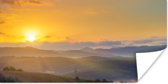 Poster Zonsopkomst in Toscane - 80x40 cm