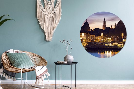 WallCircle - Wandcirkel - Muurcirkel - Licht - Water - Maastricht - Aluminium - Dibond - ⌀ 90 cm - Binnen en Buiten