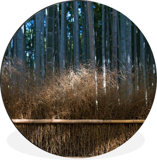 WallCircle - Wandcirkel - Muurcirkel - Arashiyama bamboebomen in een bos Japan - Aluminium - Dibond - ⌀ 140 cm - Binnen en Buiten