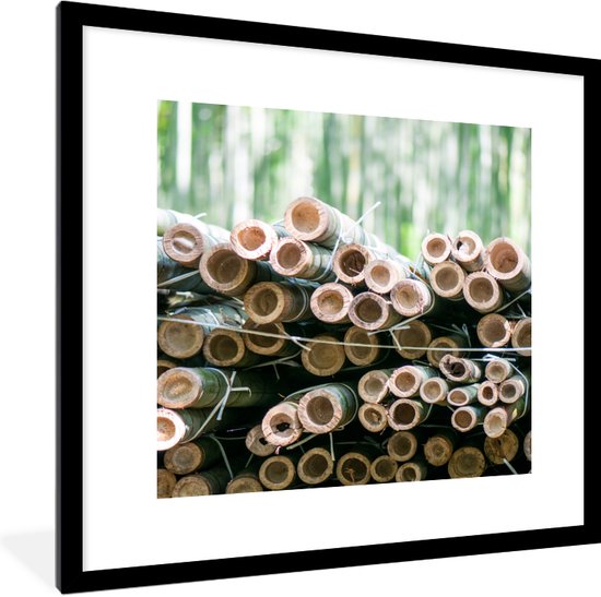 Fotolijst incl. Poster - Stapel gesneden bamboe Arashiyama - 40x40 cm - Posterlijst