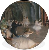 WallCircle - Wandcirkel - Muurcirkel - The Rehearsal of the Ballet on Stage - Schilderij van Edgar Degas - Aluminium - Dibond - ⌀ 90 cm - Binnen en Buiten