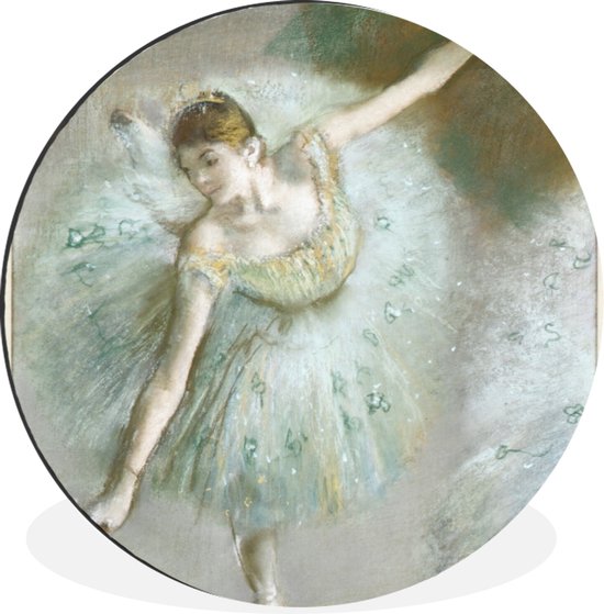 WallCircle - Wandcirkel - Muurcirkel - Dancer in Green - Schilderij van Edgar Degas - Aluminium - Dibond - ⌀ 30 cm - Binnen en Buiten
