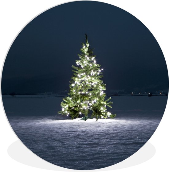 Cercle Mural - Cercle Mural Intérieur - Le Pin avec des Lumières dans le Noir - ⌀ 150 cm - Décoration murale - Peintures Ronds