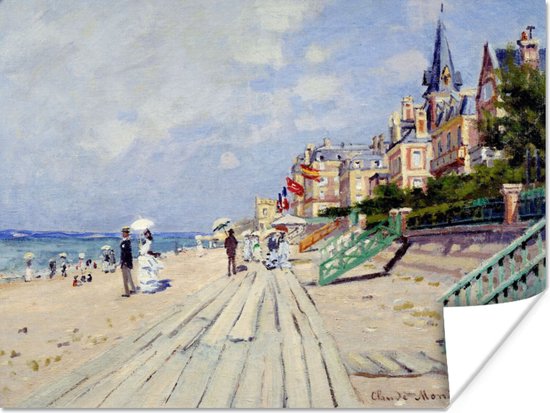 Poster The Boardwalk at Trouville - Schilderij van Claude Monet - 160x120 cm XXL