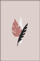 Walljar - Tropical Leaves - Muurdecoratie - Poster met lijst