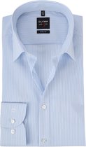 OLYMP Level 5 body fit overhemd - lichtblauw met wit gestreept - Strijkvriendelijk - Boordmaat: 38