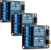 kwmobile 2-kanaals relaismodule - 5V relay board compatibel met Arduino Raspberry Pi - Met optocoupler - Microcontroller - 3 stuks