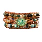 Marama - bracelet wrap Sparkling Green Opal - bracelet femme - Opale - 50 cm - cadeau saint valentin pour elle