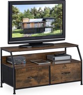Relaxdays TV meubel industrieel - sideboard - lowboard - tv kast - 2 lades - bruin/zwart